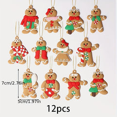 12pcs Gingerbread Man Ornament Christmas Tree Decoration