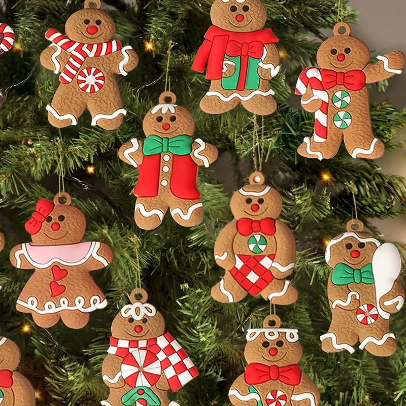12pcs Gingerbread Man Ornament Christmas Tree Decoration