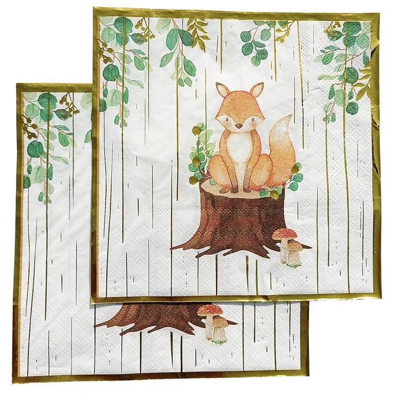 20pcs Fox Bronzing Napkin for Holiday Birthday Party Use