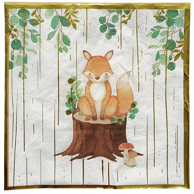 20pcs Fox Bronzing Napkin for Holiday Birthday Party Use