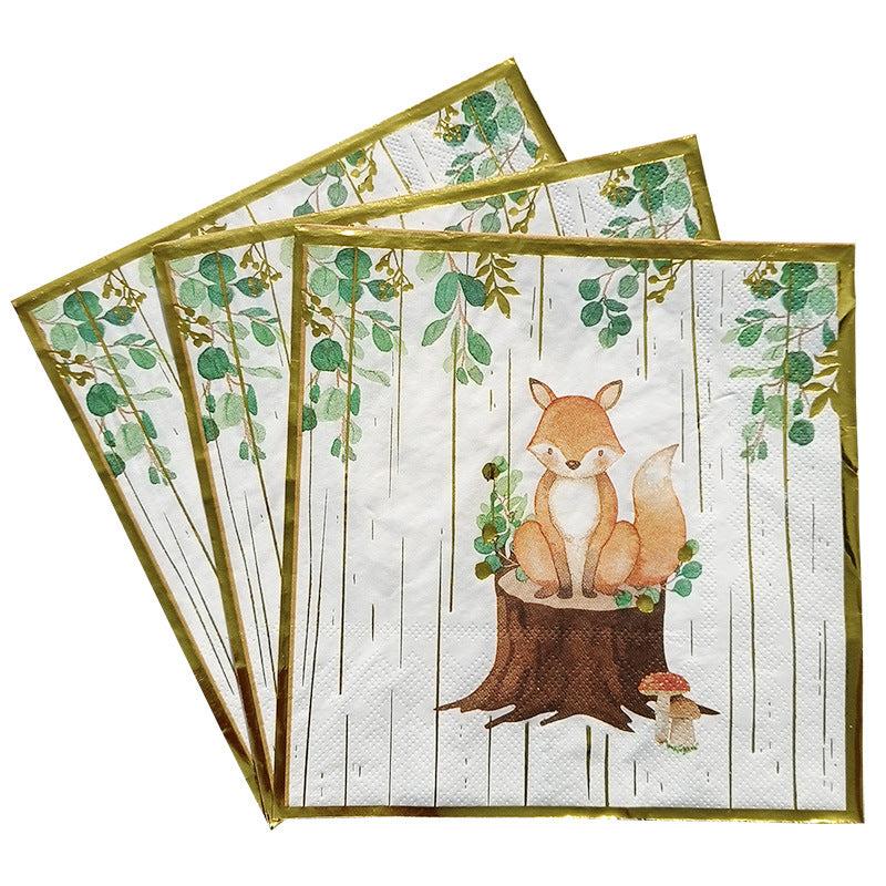 20pcs Fox Bronzing Napkin for Holiday Birthday Party Use