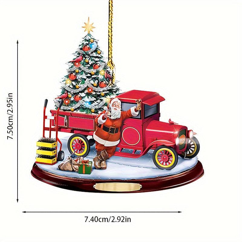 Christmas Bus Acrylic Decorative Pendant Car Accessories Interior Decoration