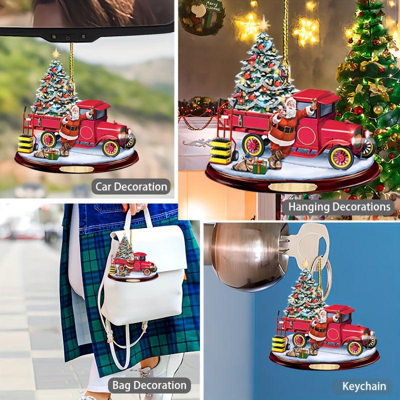 Christmas Bus Acrylic Decorative Pendant Car Accessories Interior Decoration