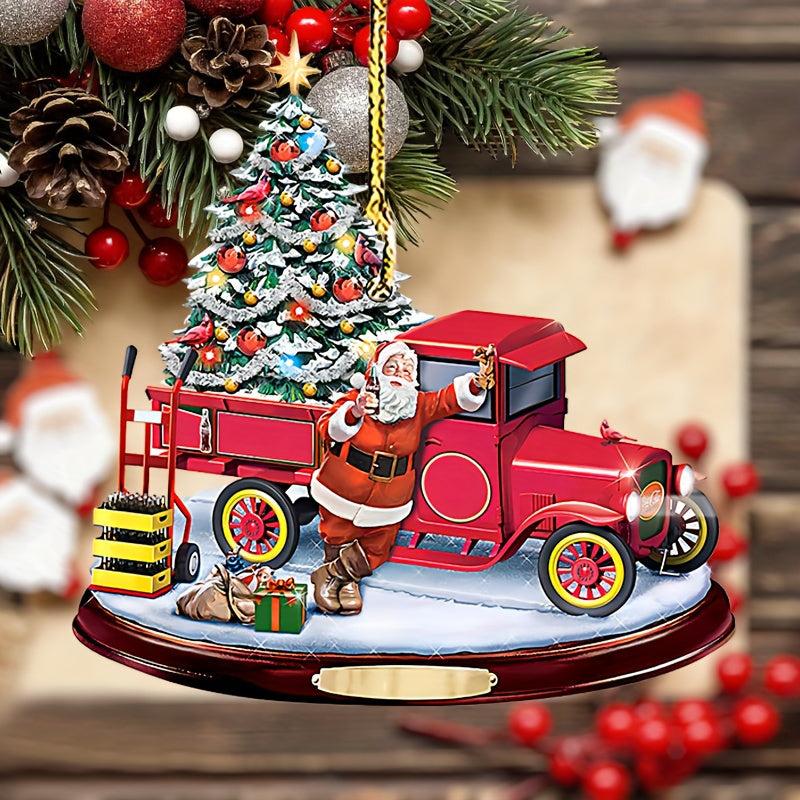 Christmas Bus Acrylic Decorative Pendant Car Accessories Interior Decoration