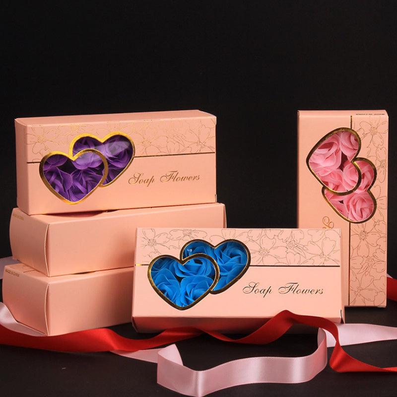 10pcs Double Heart Rose Soap Flower Wedding Activities