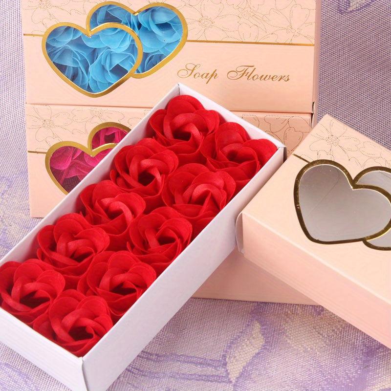 10pcs Double Heart Rose Soap Flower Wedding Activities
