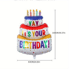 Large 3 Layer Cake Candle Balloons Birthday Party Decoration
