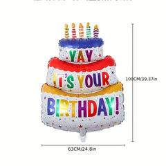 Large 3 Layer Cake Candle Balloons Birthday Party Decoration
