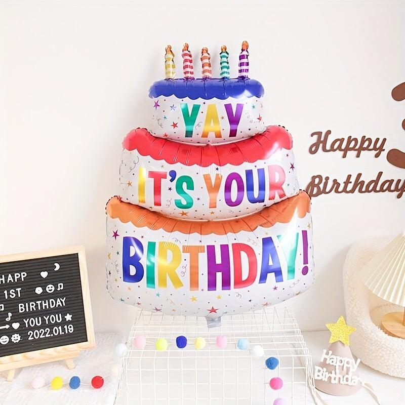 Large 3 Layer Cake Candle Balloons Birthday Party Decoration