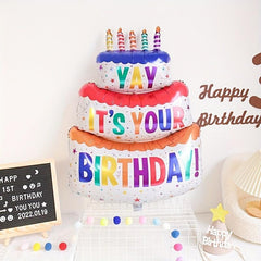 Large 3 Layer Cake Candle Balloons Birthday Party Decoration