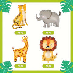 4pcs Jungle Safari Animals Balloons Set Forest Theme Party Decoration