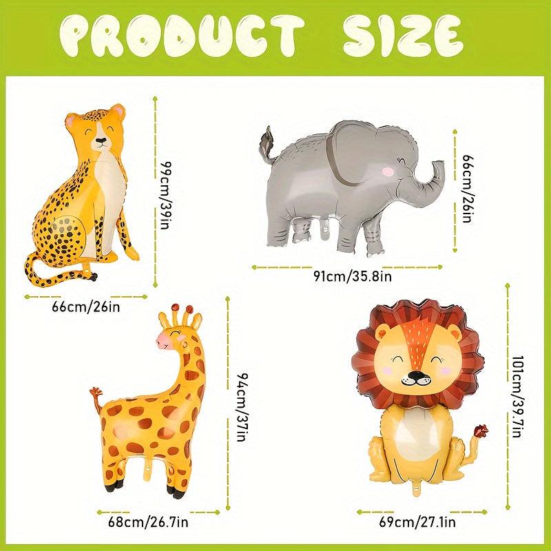 4pcs Jungle Safari Animals Balloons Set Forest Theme Party Decoration