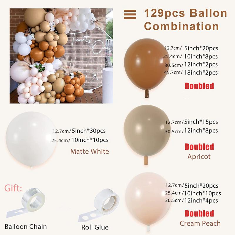 129pcs Double Fill Balloon Garland Set for Weddings Birthdays Baby Showers