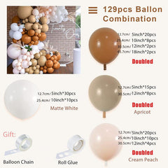 129pcs Double Fill Balloon Garland Set for Weddings Birthdays Baby Showers