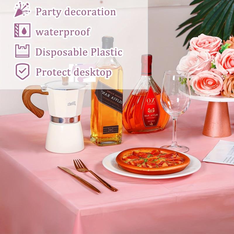 2pcs Disposable Plastic Tablecloth For Parties Wedding Banquet
