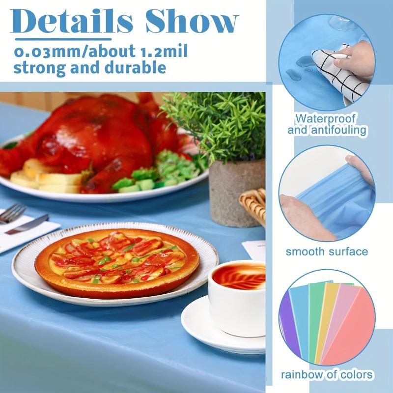 2pcs Disposable Plastic Tablecloth For Parties Wedding Banquet