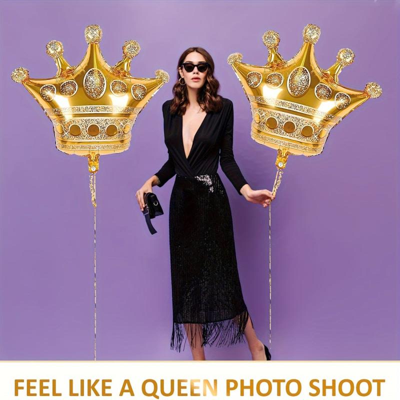 3pcs Golden Crown Foil Balloons Halloween Christmas Anniversary Decoration