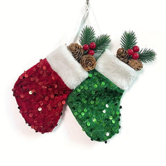 Mini Christmas Socks Tree Pendant Hanging Gift Bag Candy Bag