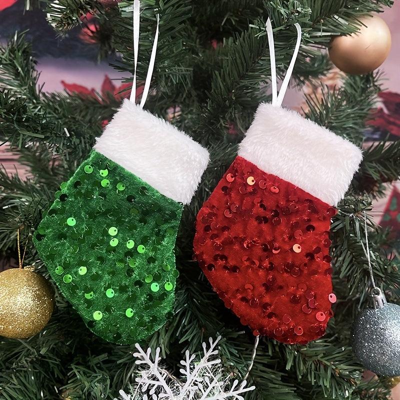 Mini Christmas Socks Tree Pendant Hanging Gift Bag Candy Bag