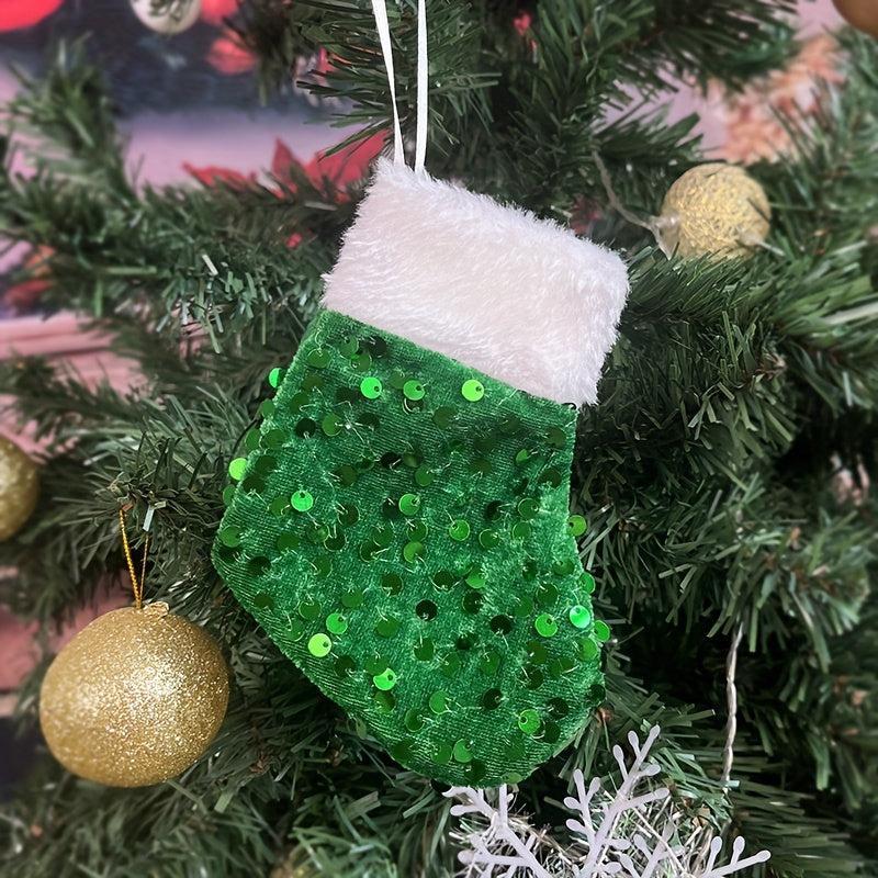 Mini Christmas Socks Tree Pendant Hanging Gift Bag Candy Bag