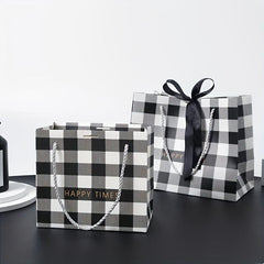1pc Halloween Christmas Gift Bag Checkered Classic Party Birthday Decoration