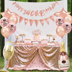 40th Birthday Decoration Rose Golden Balloon Confetti Set