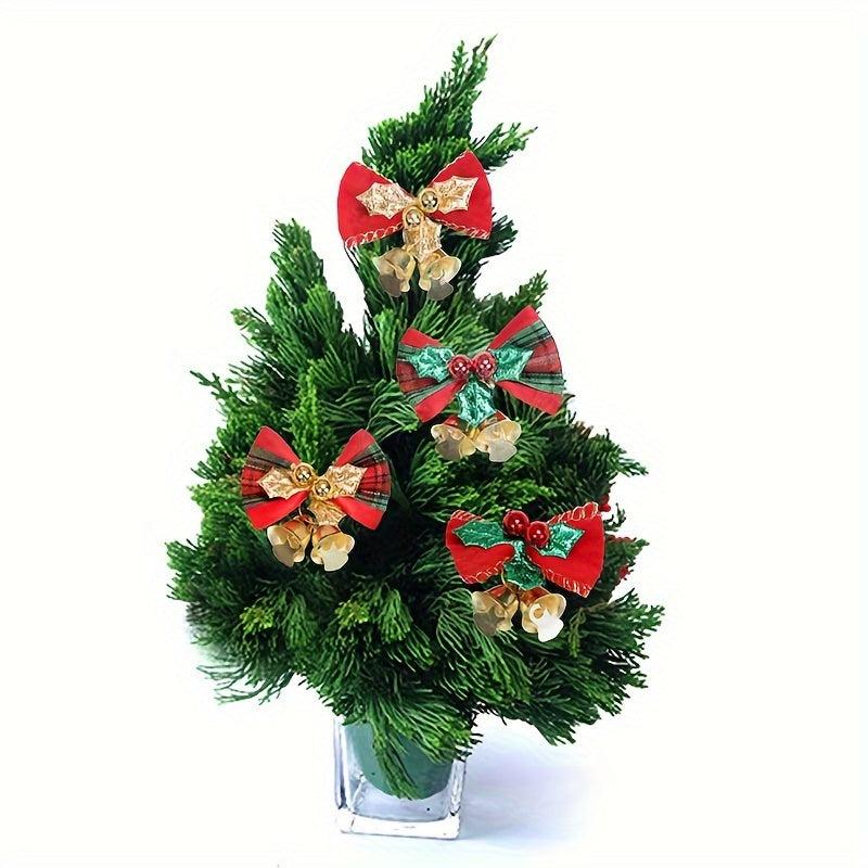 Christmas Ribbon Bows With Iron Bells Xmas Decoration