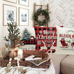 Christmas Pillow Covers Set of 4pcs 45 x 45 cm, Xmas Series Cushion Pillow Cover