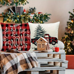 Christmas Pillow Covers Set of 4pcs 45 x 45 cm, Xmas Series Cushion Pillow Cover