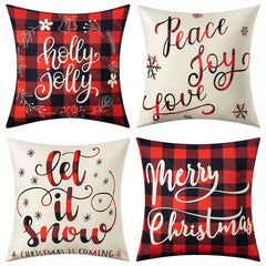 Christmas Pillow Covers Set of 4pcs 45 x 45 cm, Xmas Series Cushion Pillow Cover