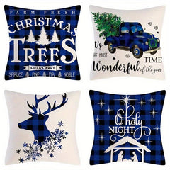 Christmas Pillow Covers Set of 4pcs 45 x 45 cm, Xmas Series Cushion Pillow Cover