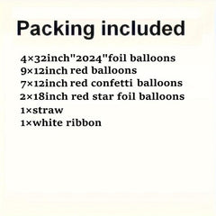 24pc Red Year Theme Party Balloons Set - Number & Sequin Balloons