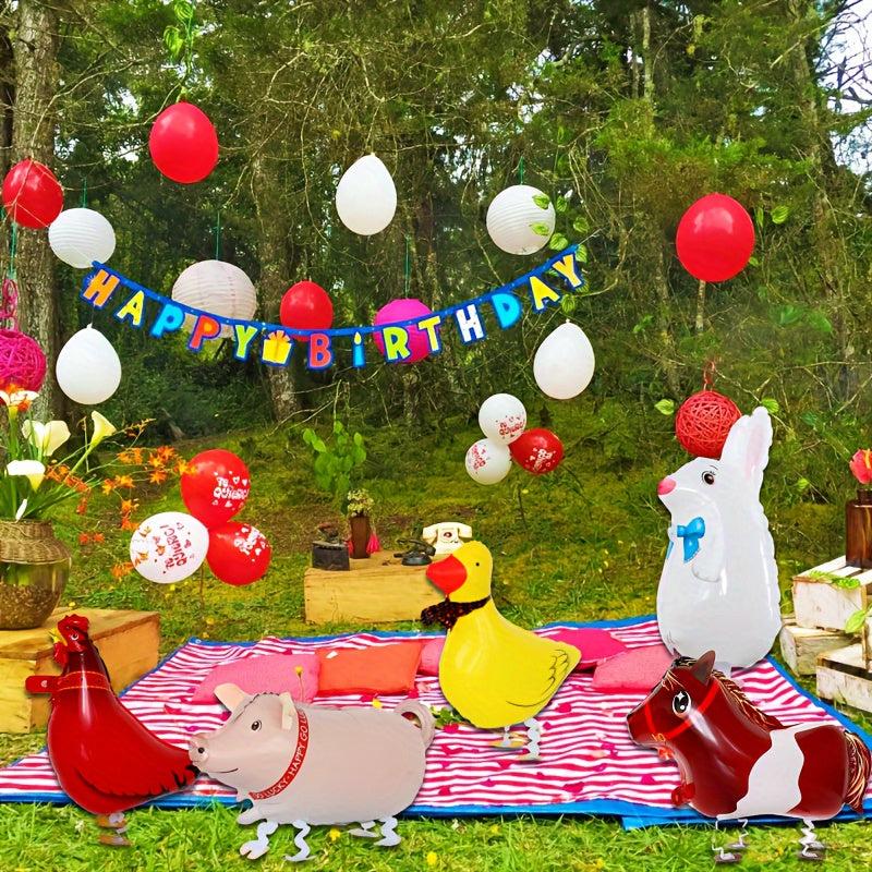 7pcs Farm Walking Animals Foil Balloons for Farm Theme Party