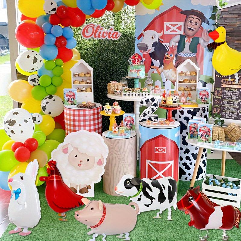 7pcs Farm Walking Animals Foil Balloons for Farm Theme Party