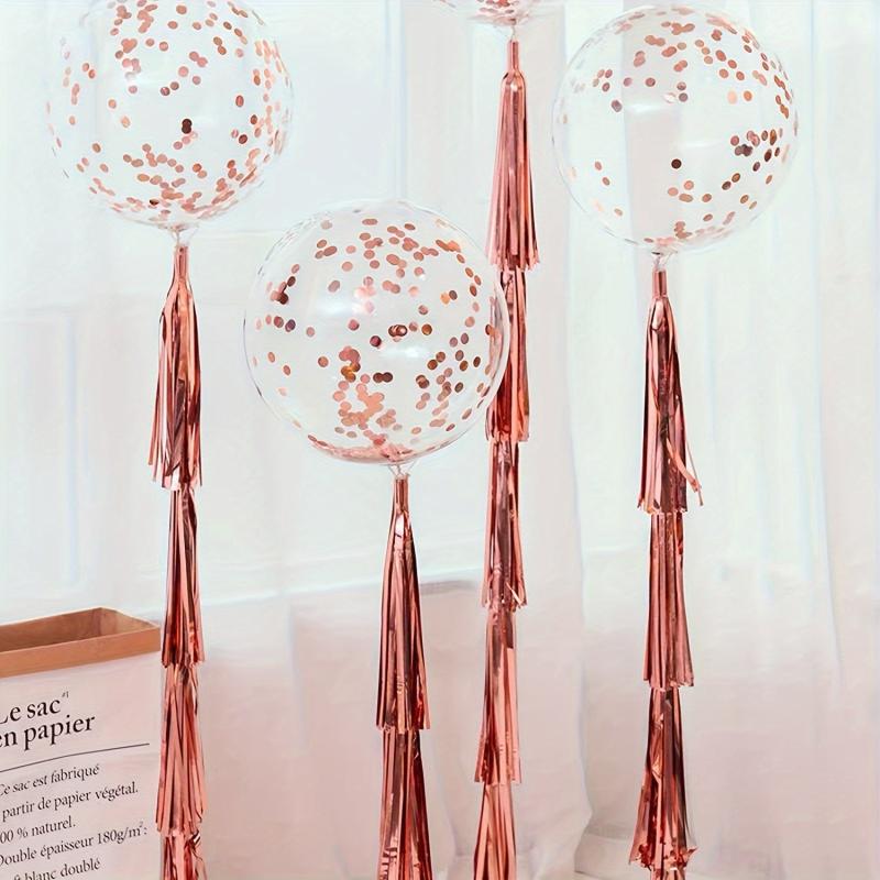 Large Transparent Balloons With Pink Confetti 6pcs
