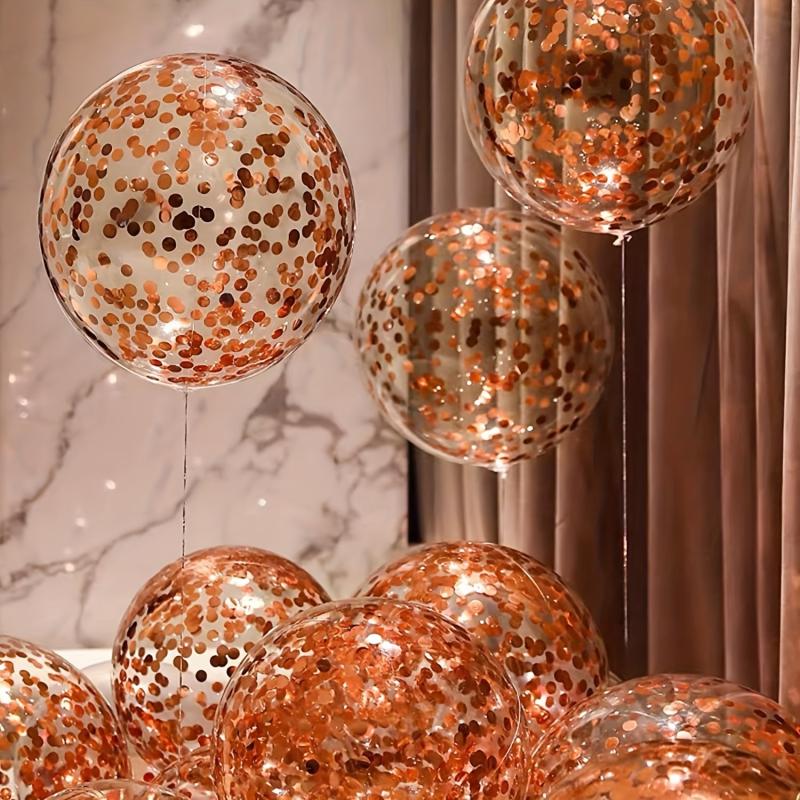 Large Transparent Balloons With Pink Confetti 6pcs