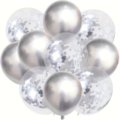 10pcs 30 48 Cm Silvery Confetti Latex Balloons Graduation Christmas