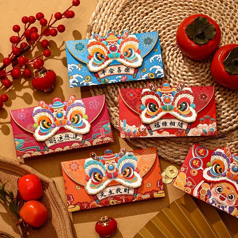 4pcs Year Of The Dragon Red Envelope Money Packet Bag