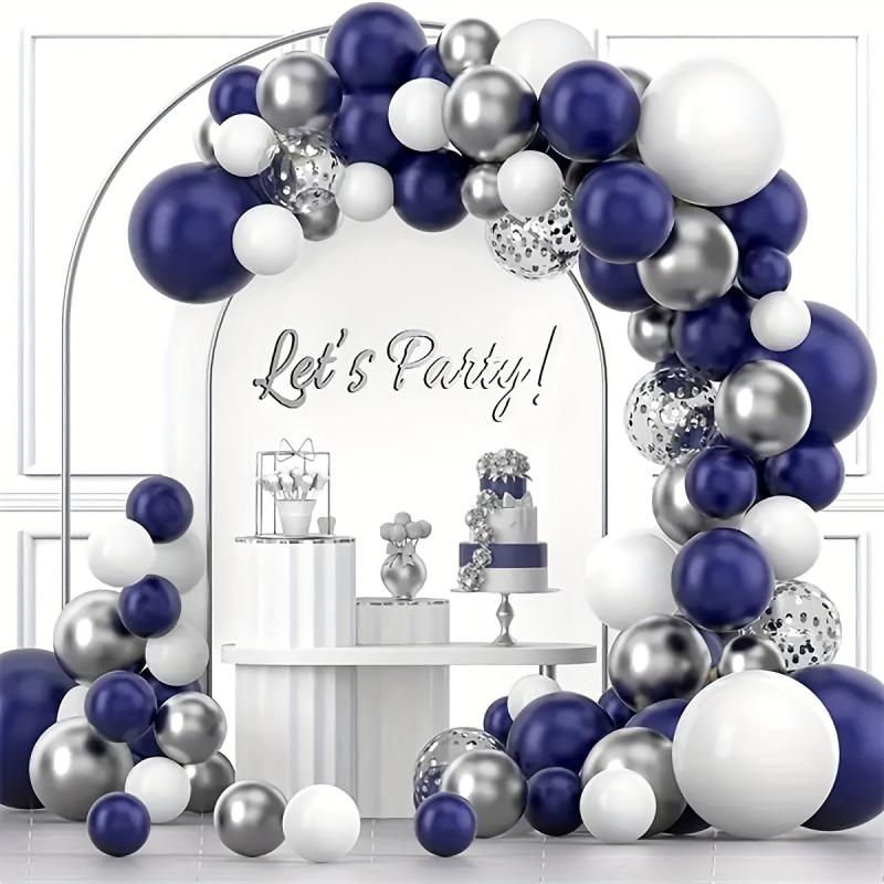 Navy Silvery Balloons Arch Kit - Graduation Rugby Wedding Birthday