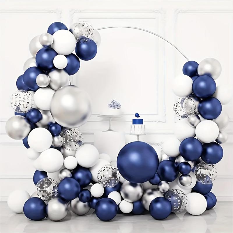 Navy Silvery Balloons Arch Kit - Graduation Rugby Wedding Birthday