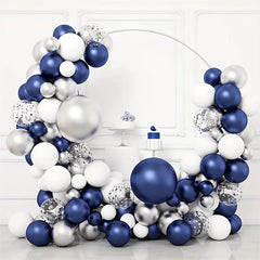 Navy Silvery Balloons Arch Kit - Graduation Rugby Wedding Birthday