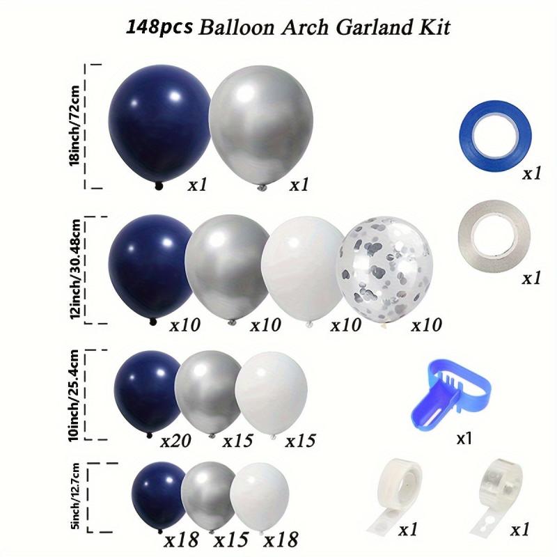 Navy Silvery Balloons Arch Kit - Graduation Rugby Wedding Birthday