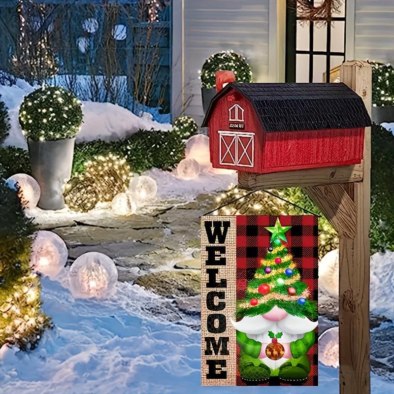 Christmas Tree Gnome Garden Flag Double Sided 45x30 cm