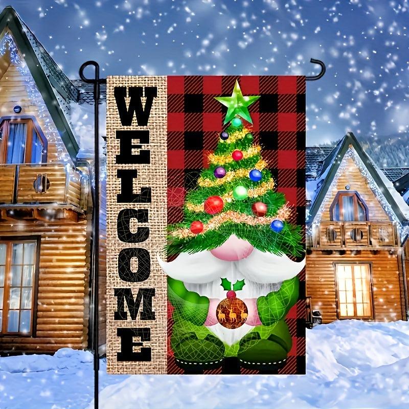 Christmas Tree Gnome Garden Flag Double Sided 45x30 cm