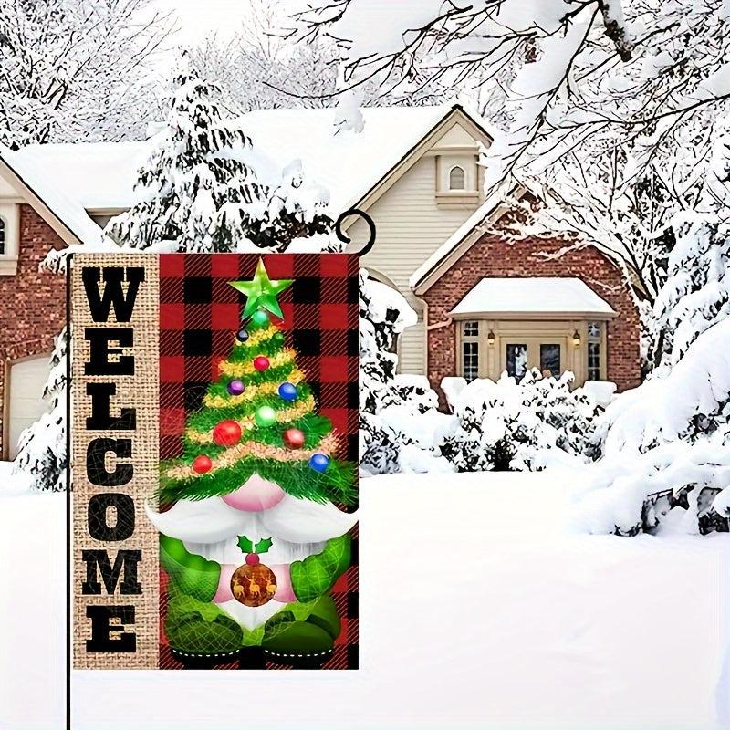 Christmas Tree Gnome Garden Flag Double Sided 45x30 cm