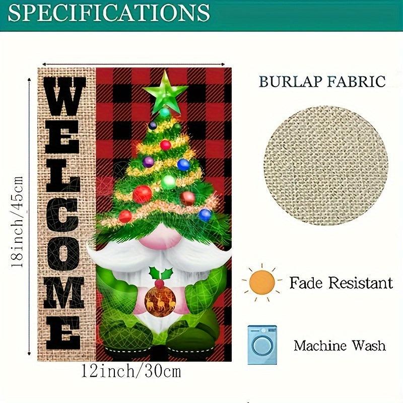 Christmas Tree Gnome Garden Flag Double Sided 45x30 cm