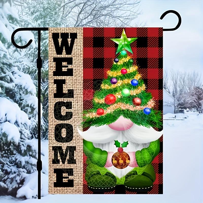 Christmas Tree Gnome Garden Flag Double Sided 45x30 cm