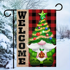 Christmas Tree Gnome Garden Flag Double Sided 45x30 cm