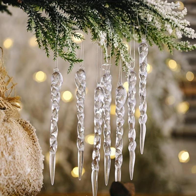 12pcs Transparent Ice Strip Hanging Acrylic Ice Strip Christmas Tree Decoration