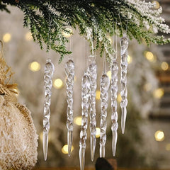 12pcs Transparent Ice Strip Hanging Acrylic Ice Strip Christmas Tree Decoration